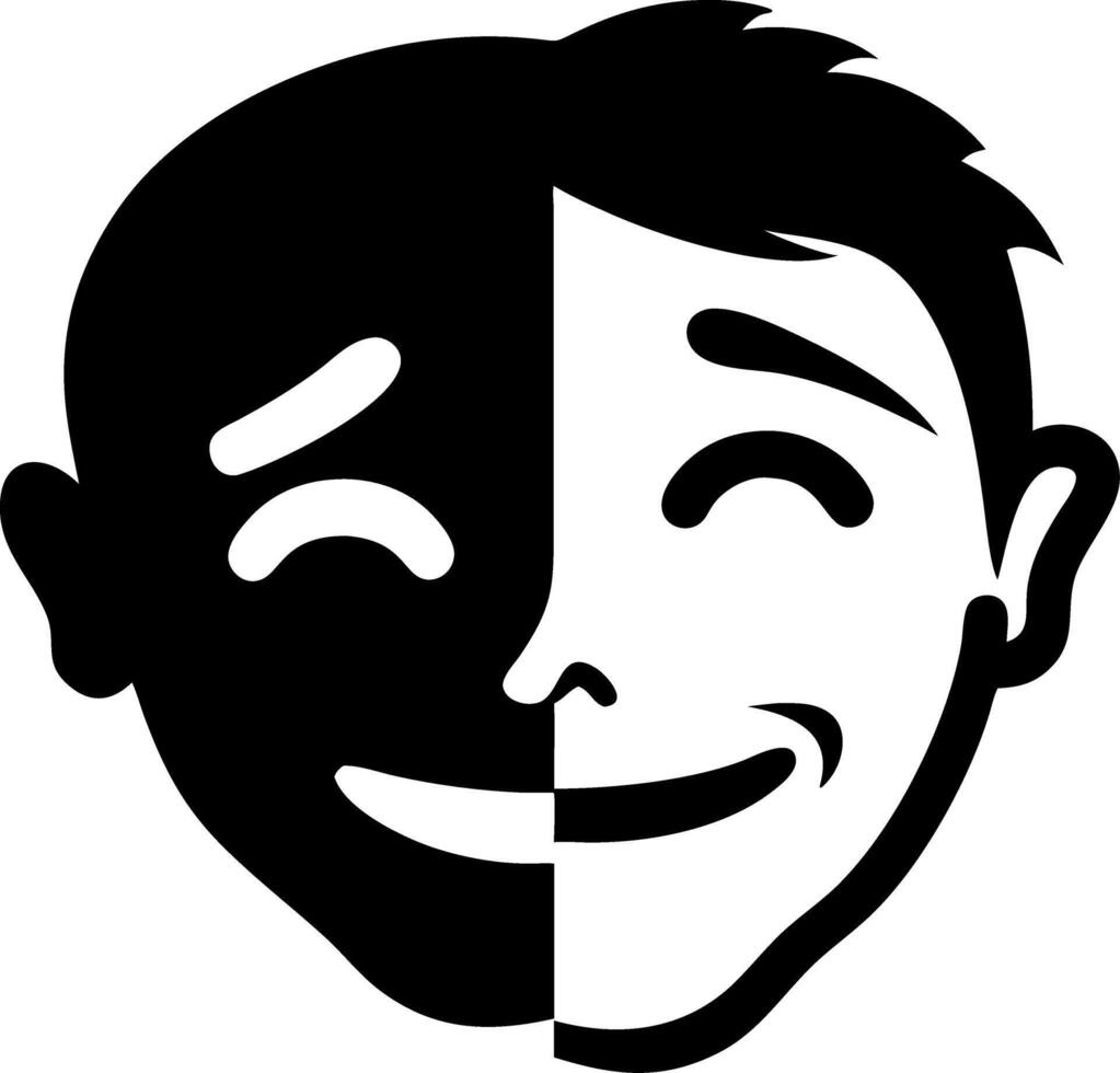 Dual Emotion Mask Black Half Happy Sad Face Symbol vector
