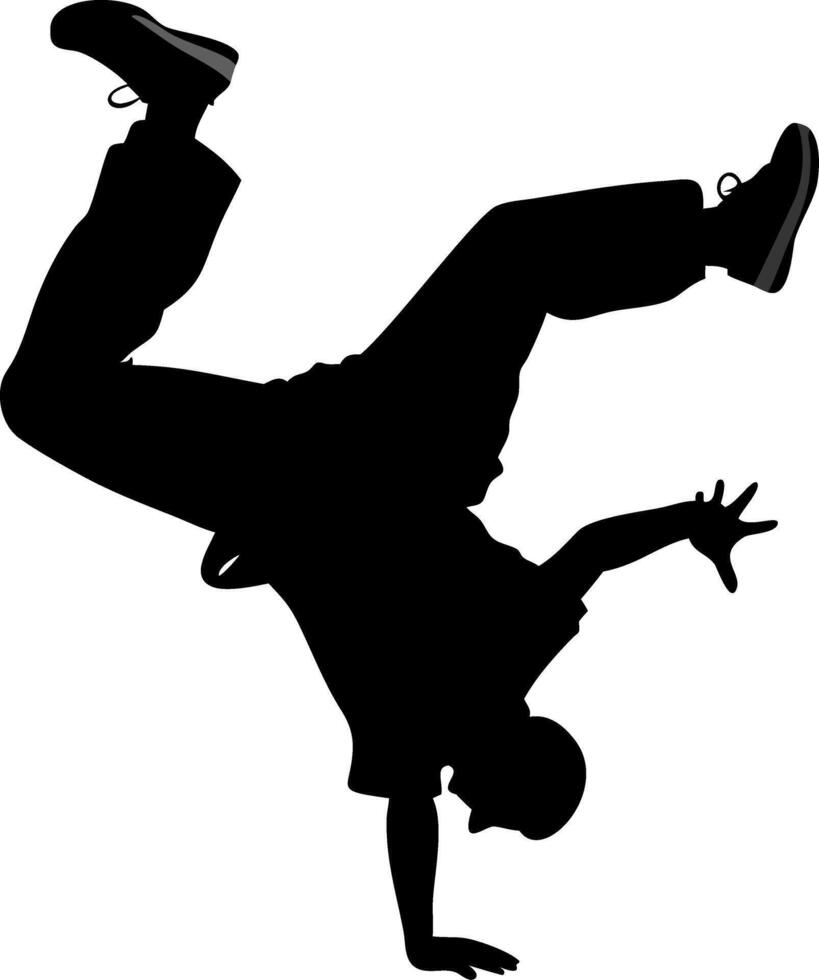 Dynamic Breakdancer Silhouette Handstand Perfect for Dance Posters and T-shirt Designs vector