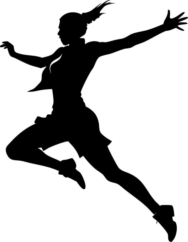 Dynamic Female Athlete Silhouette Jumping for Design and Illustration Projects vector