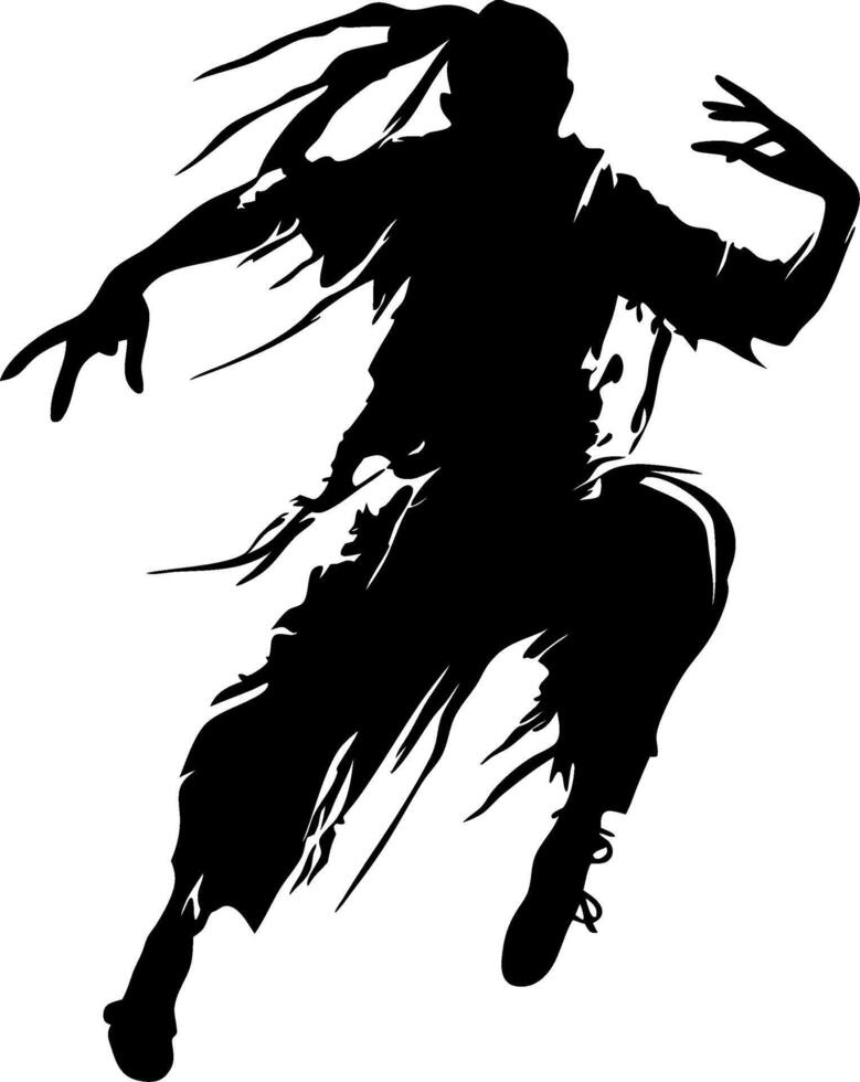 Dynamic Martial Artist Silhouette in Action Illustration vector