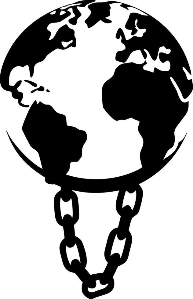 Earth in Chains Symbolizing Global Environmental Crisis Illustration vector