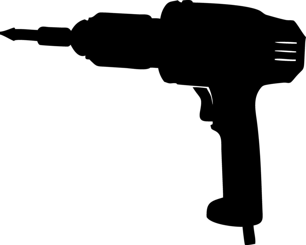 Electric Drill Silhouette Illustration Perfect for Construction Projects and DIY Resources vector