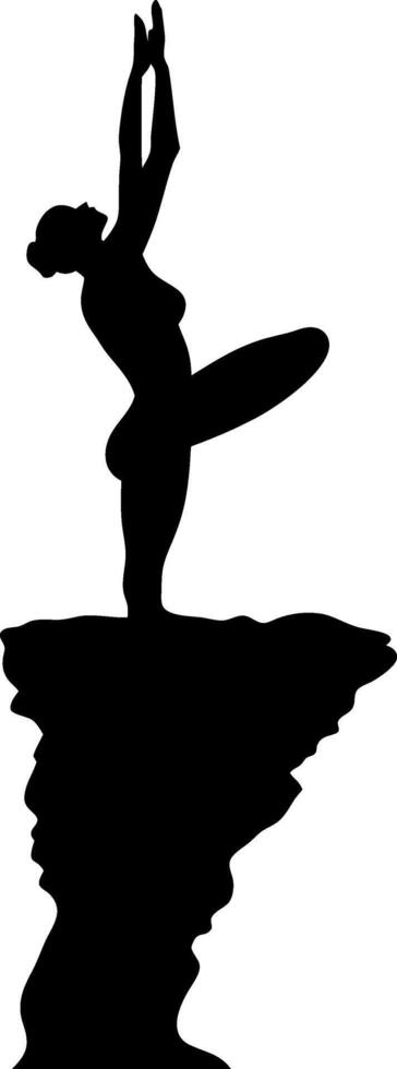 Elegant Ballerina Dancing on Cliff Edge Silhouette for Art and Design vector