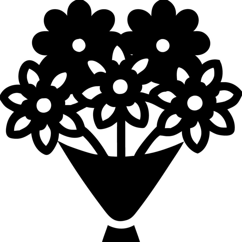 Elegant Black Silhouette Flower Bouquet for Art and Design vector