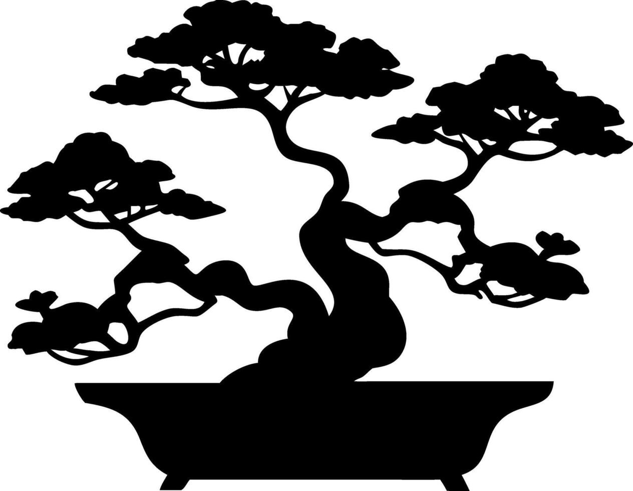 Elegant Bonsai Tree Silhouette Art for Zen Decor and Tattoo Designs vector