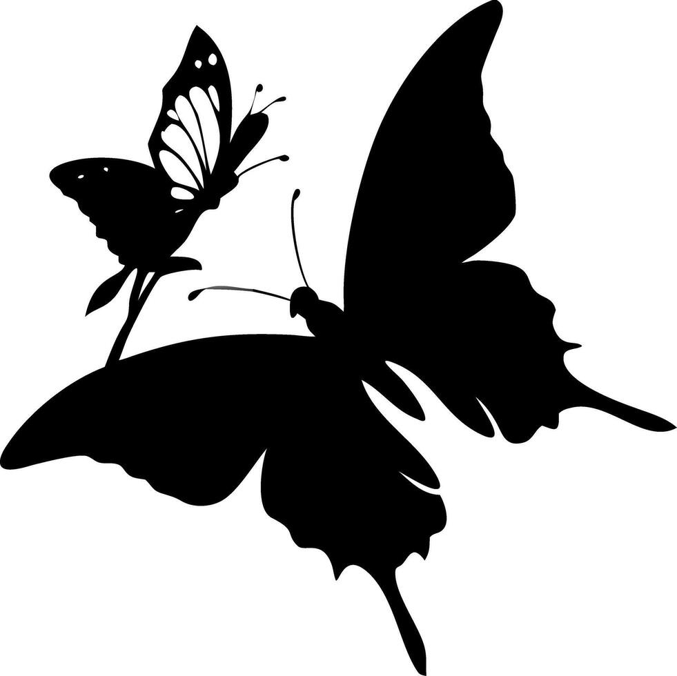 Elegant Butterfly Silhouette on Branch for Tattoo and Art Design vector