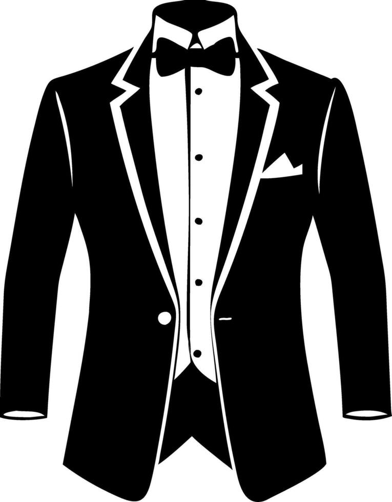 Elegant Black Tuxedo Jacket with Bow Tie Illustration for Formal Event Designs vector