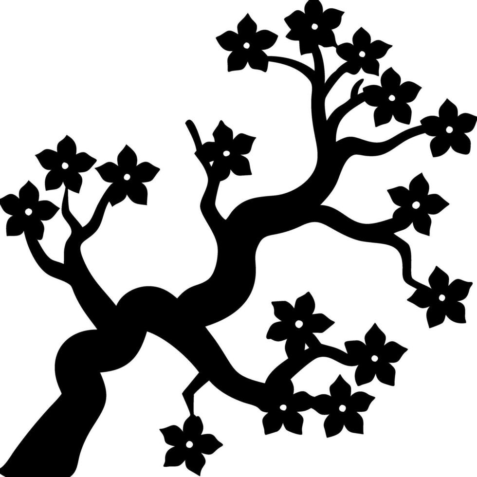 Elegant Cherry Blossom Tree Silhouette for Tattoo and Design vector