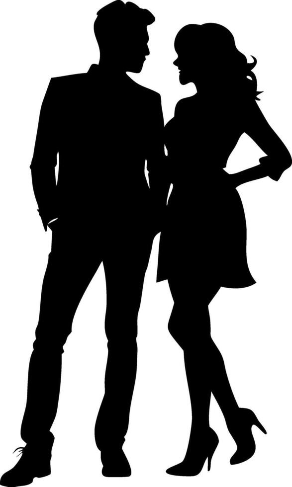Elegant Couple Silhouette in Conversation for Lifestyle and Design Projects vector