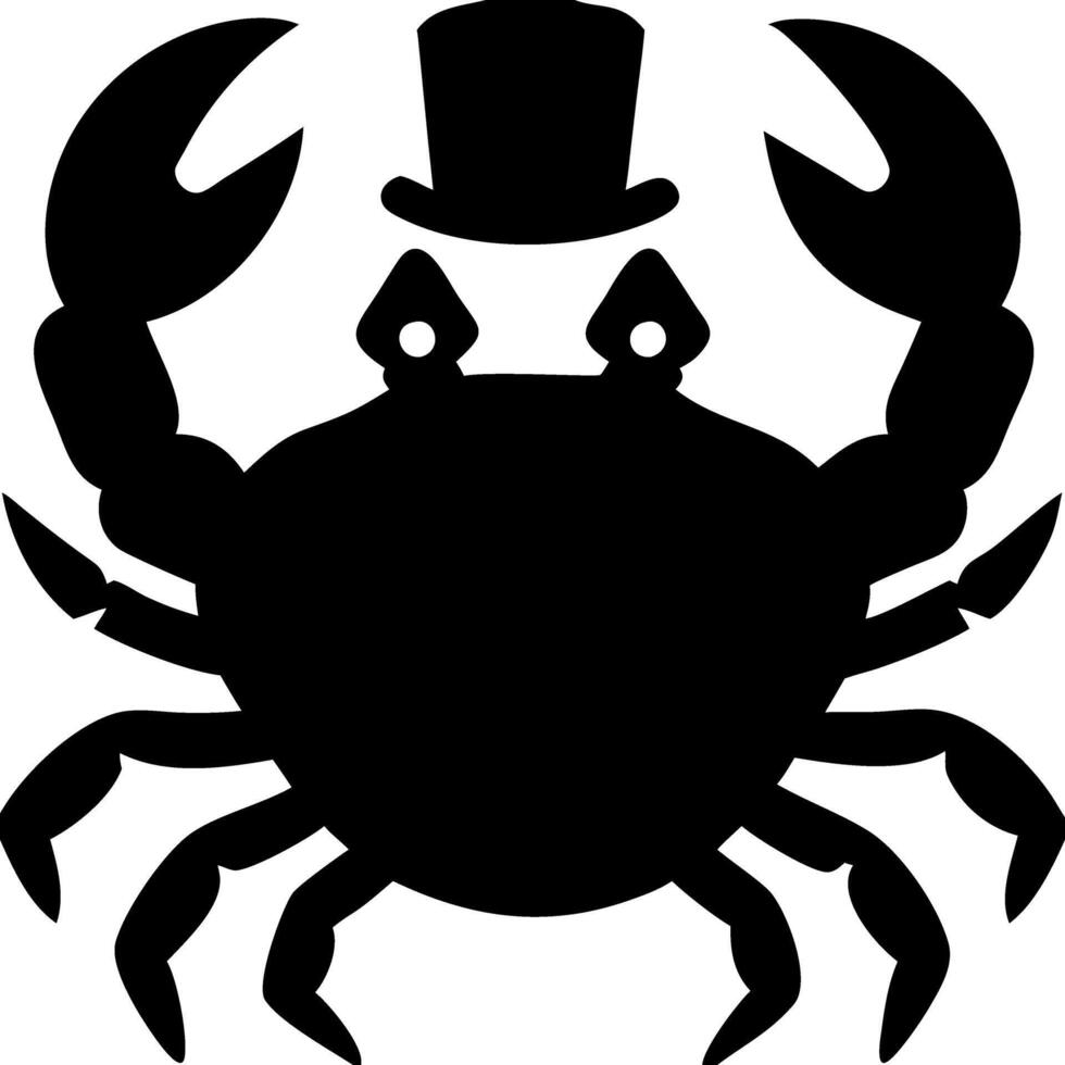 Elegant Crab Silhouette with Top Hat for Nautical Designs and Illustrations vector