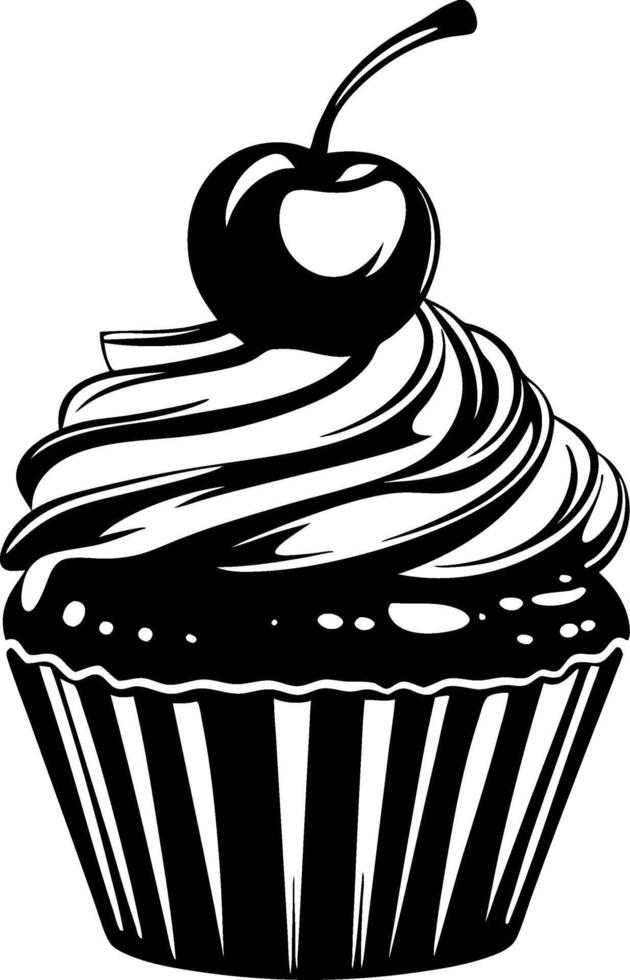 Elegant Cherry Topped Cupcake for Culinary Designs and Decorative Projects vector