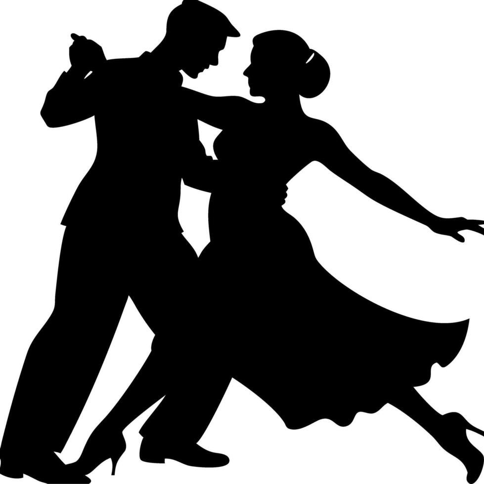 Elegant Dancing Couple Silhouette Perfect for Art and Design Projects vector