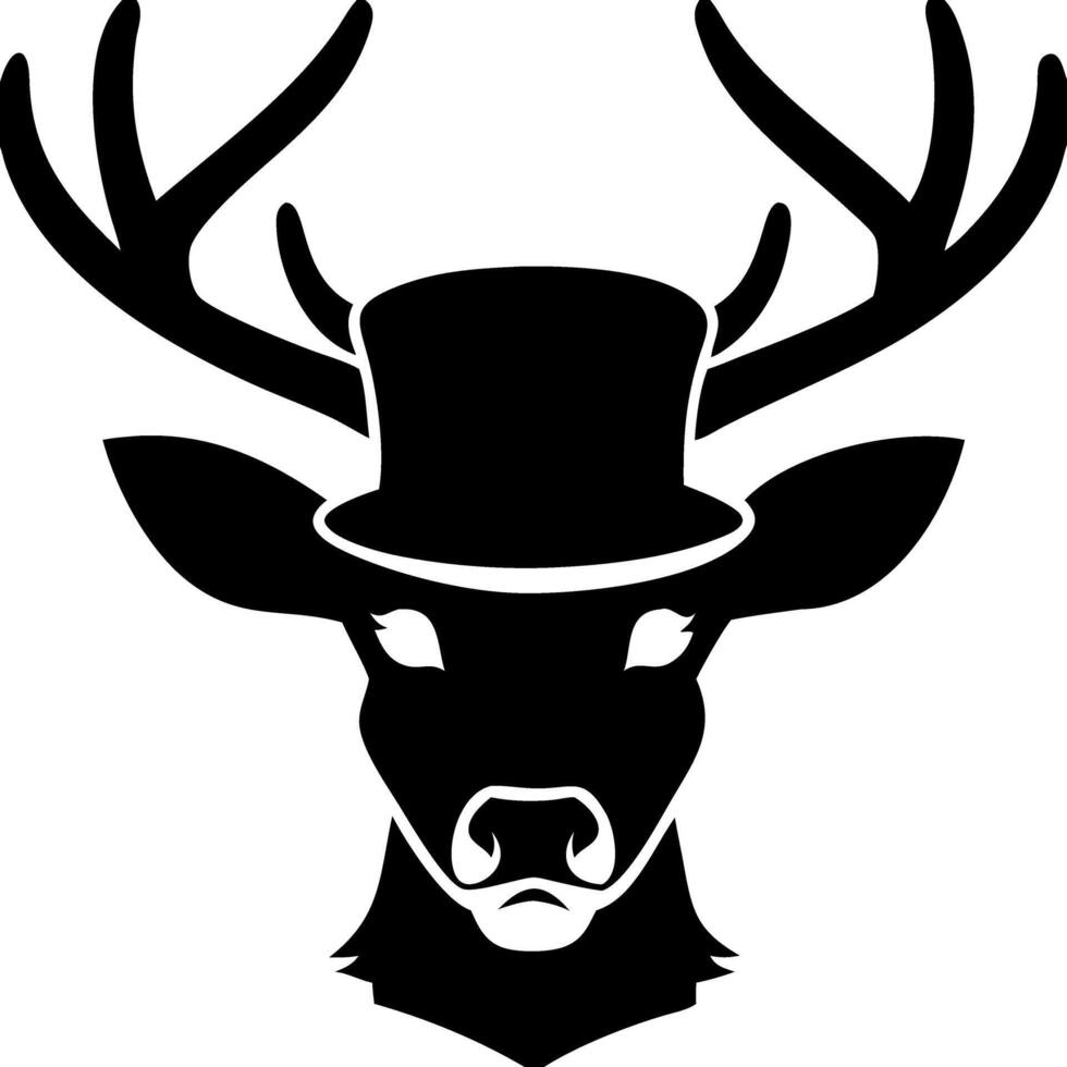 Elegant Deer Wearing Top Hat Silhouette Design for Logos and T-Shirts vector
