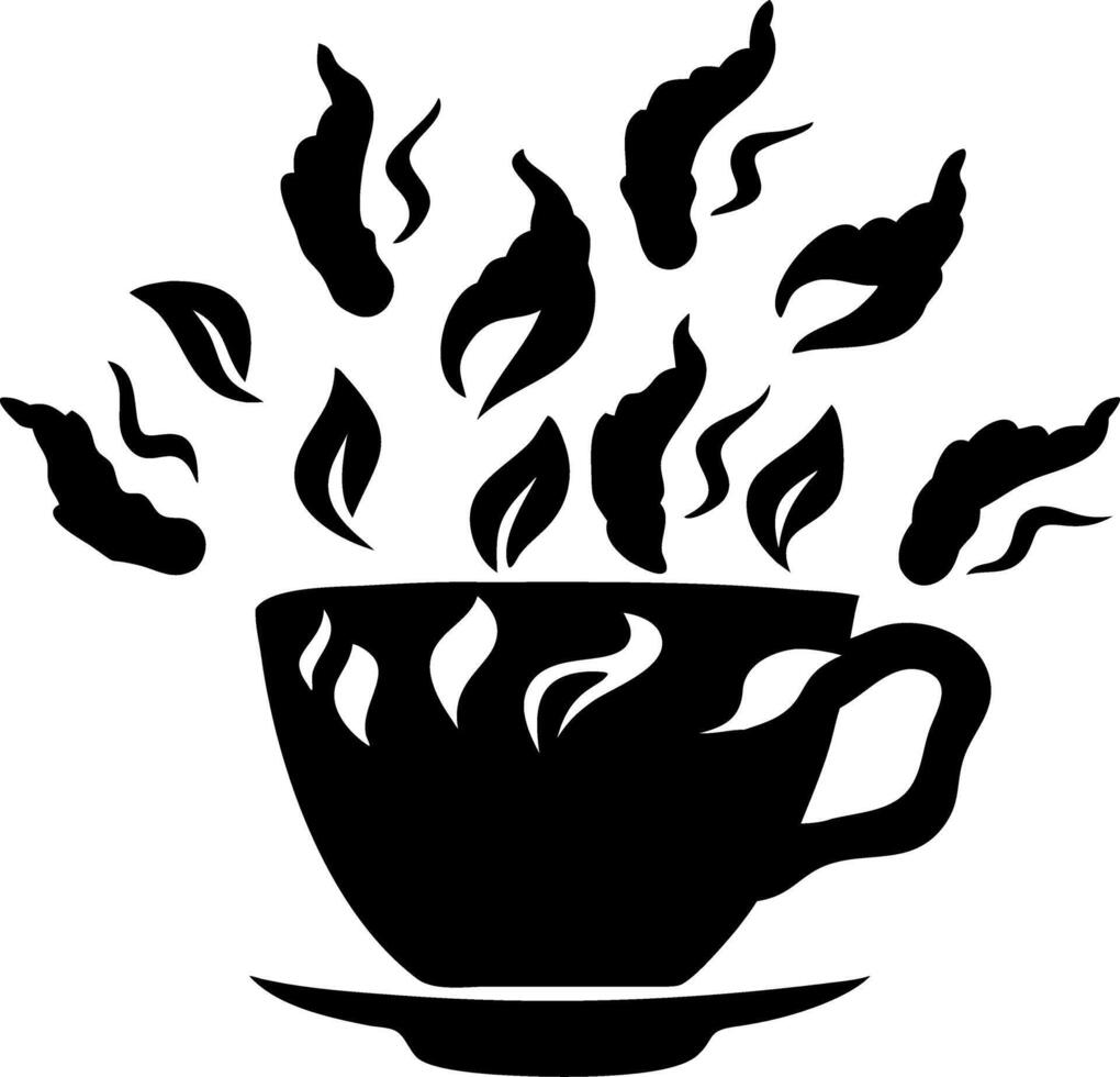 Elegant Coffee Cup Silhouette with Artistic Rising Steam for Design vector