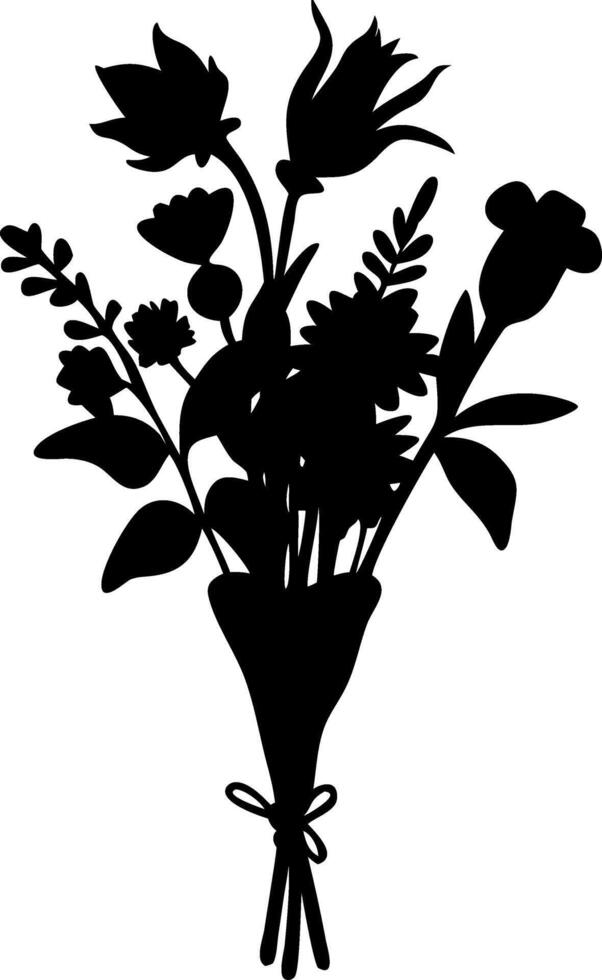 Elegant Floral Bouquet Silhouette Art for Decorative Designs vector