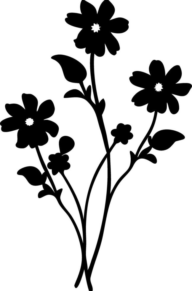 Elegant Floral Silhouette for Tattoo Design and Art Projects vector