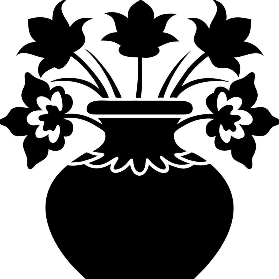 Elegant Floral Vase Silhouette Art for Craft and Decoration Use vector