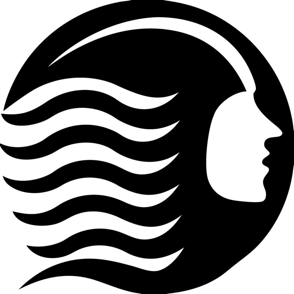 Elegant Female Silhouette with Flowing Hair Art for Design and Decor vector