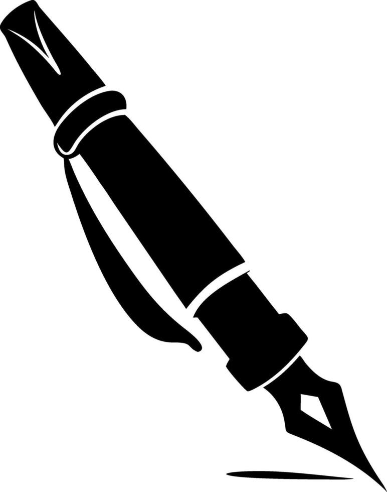 Elegant Fountain Pen Silhouette Illustration for Design Projects and Decor vector