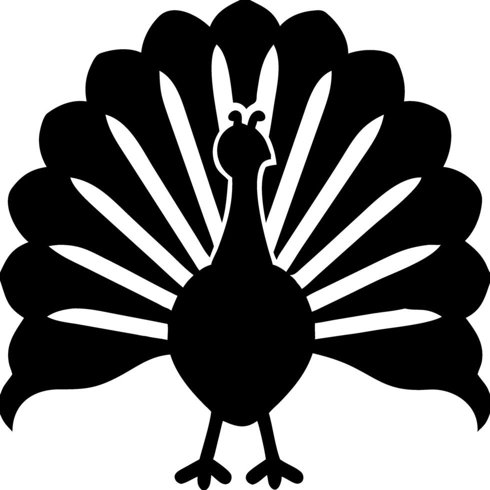 Elegant Peacock Silhouette Design Ideal for Tattoo and Craft Projects vector