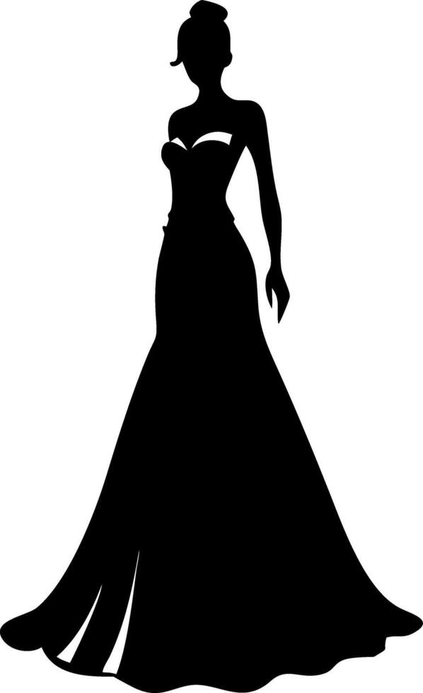 Elegant Silhouette of Woman in Evening Gown for Art and Design Projects vector