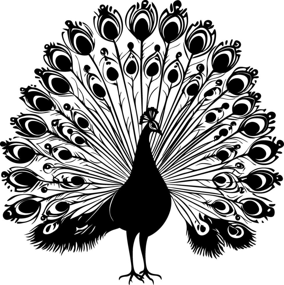 Elegant Peacock Silhouette Art for Design and Craft Projects vector