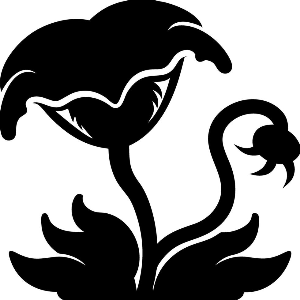Elegant Silhouette of Fantasy Flower Design for Tattoos and Art Projects vector