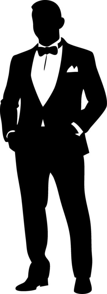 Elegant Silhouette of Man in Tuxedo for Formal Event Designs vector