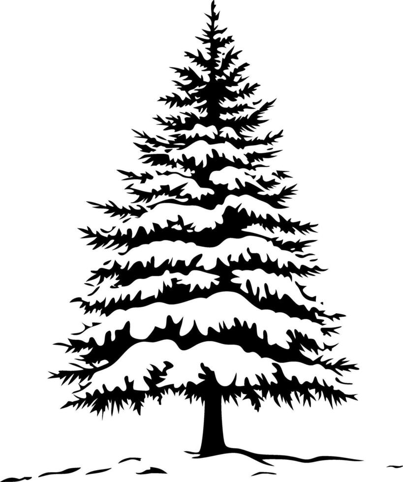 Elegant Snow Covered Pine Tree Illustration for Winter Designs vector