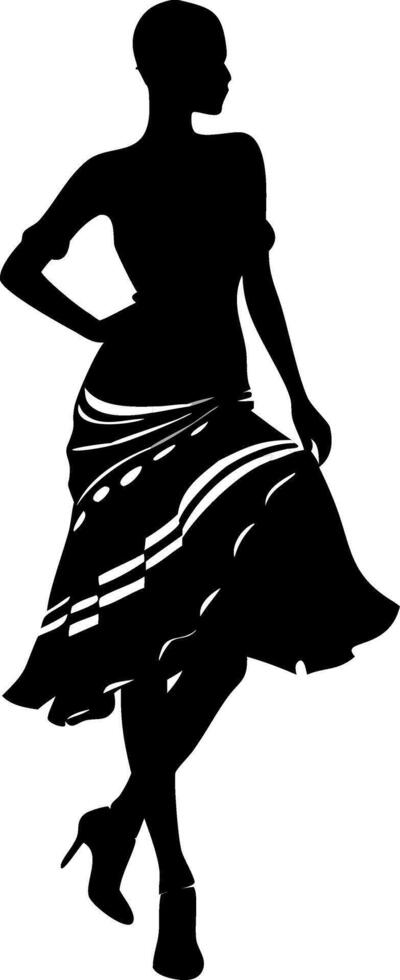 Elegant Silhouette of Fashionable Woman in Stylish Dress for Design and Art vector