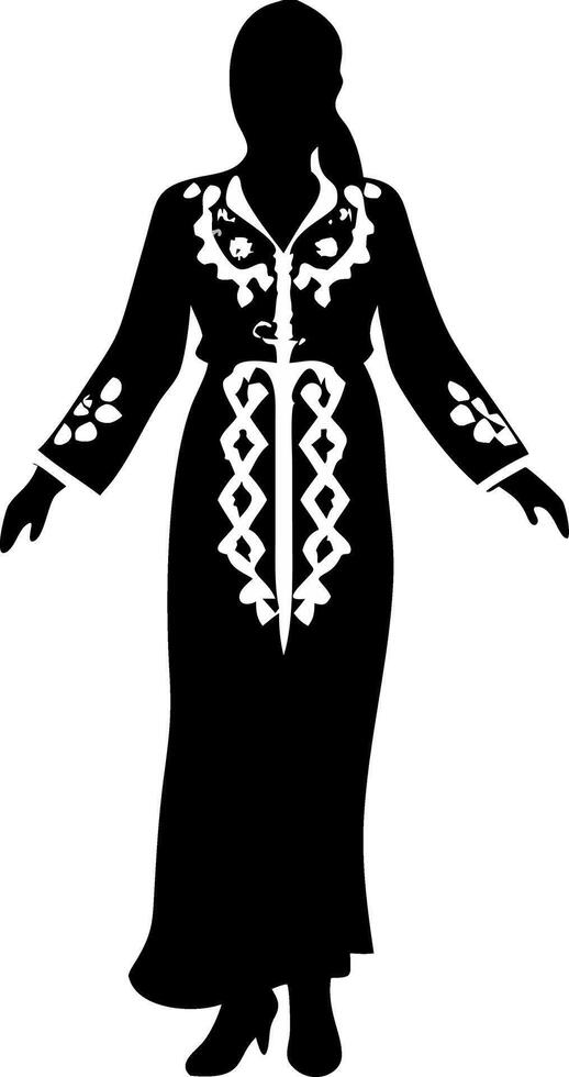 Elegant Traditional Dress Silhouette for Fashion Design and Decoration vector