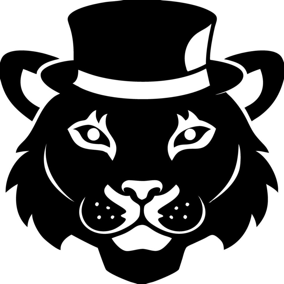 Elegant Tiger Face in Top Hat for Design and Decoration vector
