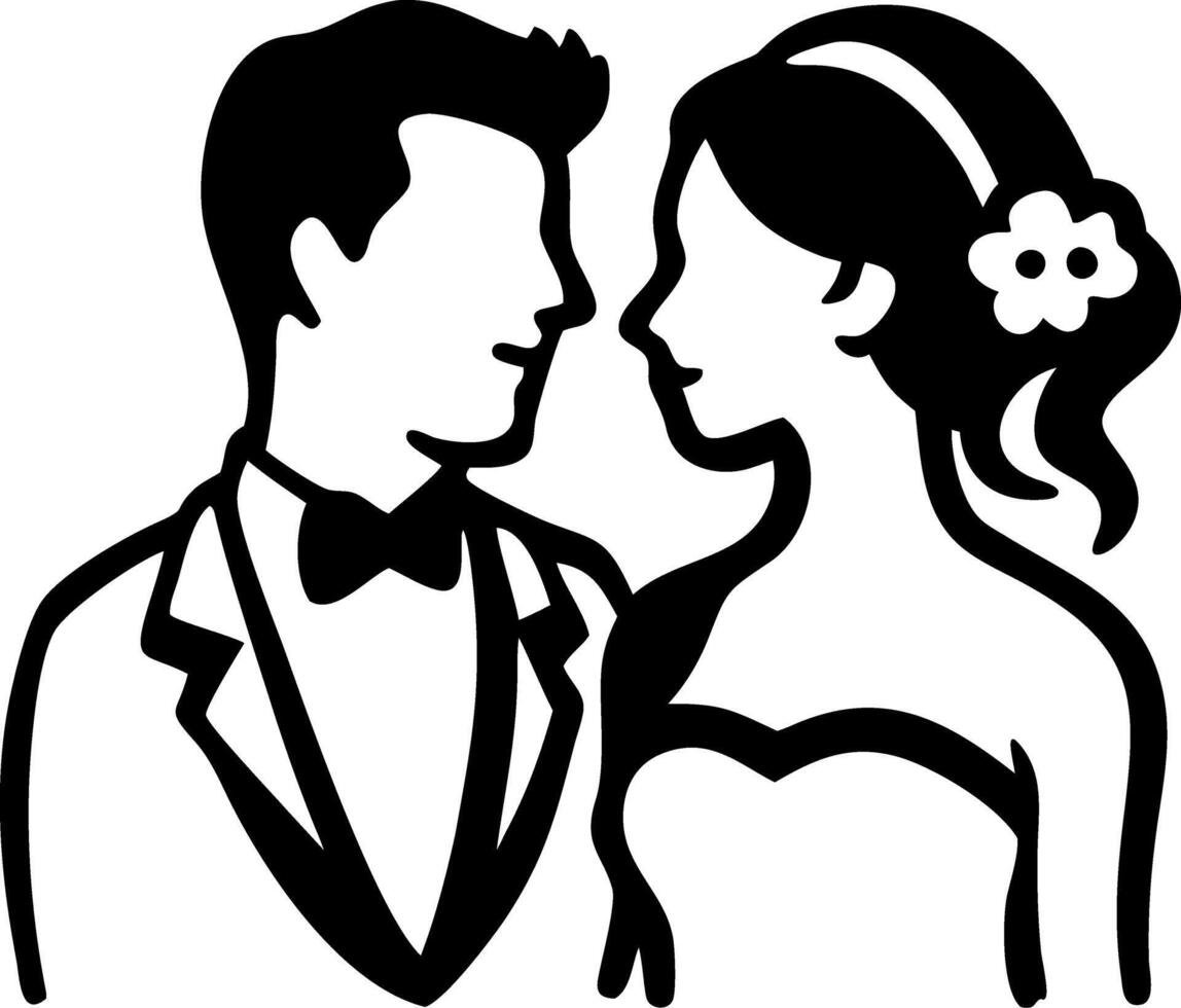 Elegant Wedding Couple Silhouette Art for Invitations and Graphic Designs vector