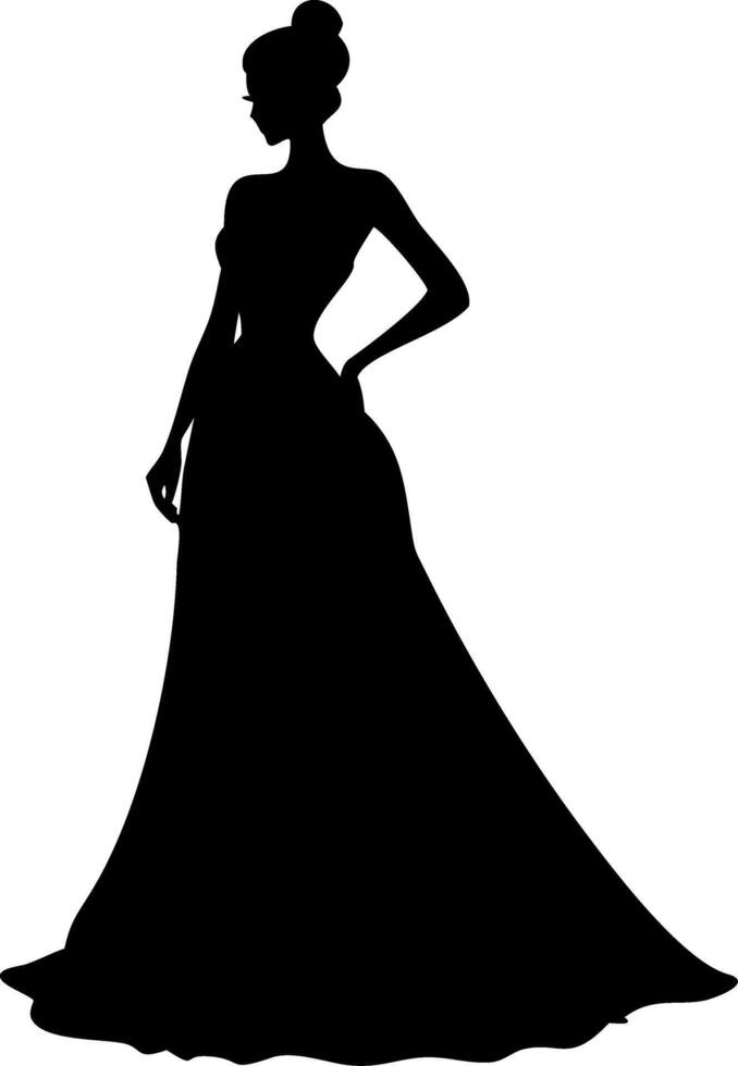 Elegant Woman Silhouette in Evening Gown Illustration for Design Projects vector