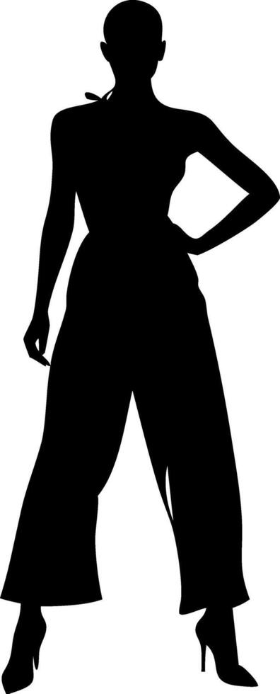 Elegant Woman Silhouette in Fashionable Jumpsuit for Design and Craft Projects vector
