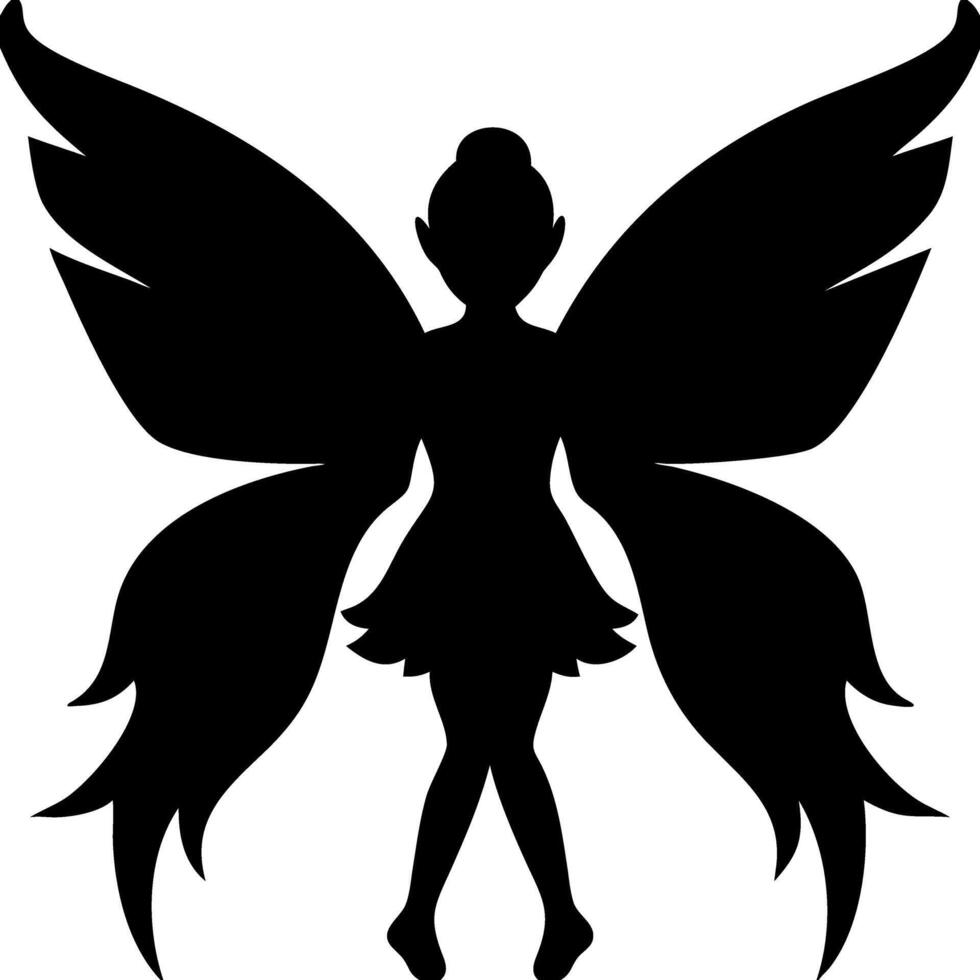 Enchanting Fairy Silhouette with Elegant Wings for Fantasy Design Projects vector