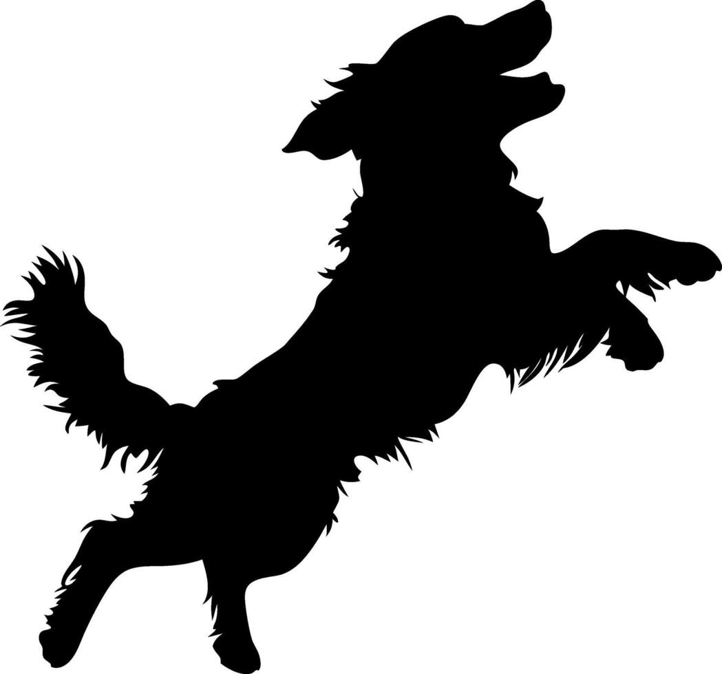 Energetic Dog Jumping Silhouette Art Illustration for Pet-Themed Design vector
