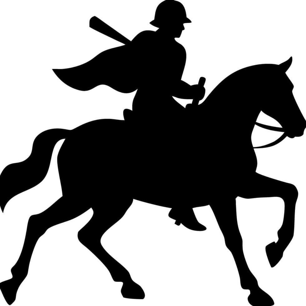 Equestrian Silhouette Medieval Knight on Galloping Horse Art for Tattoos and Designs vector