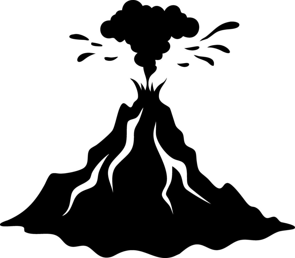 Erupting Volcano Silhouette for Art Design and Educational Use vector