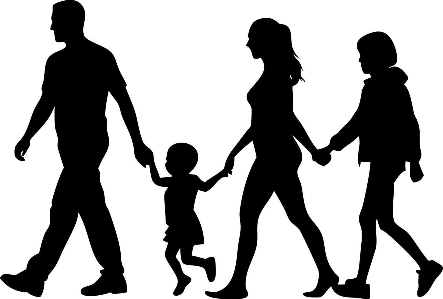 Family Walking Silhouette Illustration for Social and Educational Use vector
