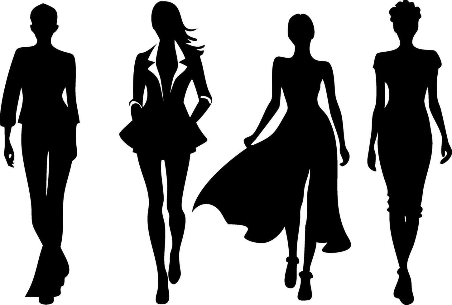 Fashion Model Silhouettes for Design and Art Projects vector