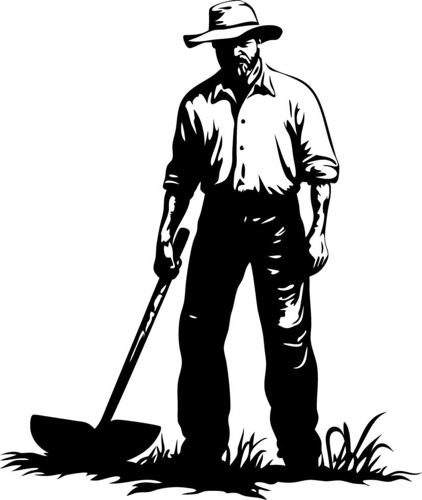 Farmer Silhouette with Shovel Art for Agricultural Projects and Design vector