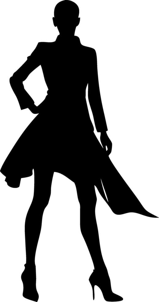 Fashion Model Silhouette in Stylish Dress for Design and Art Projects vector