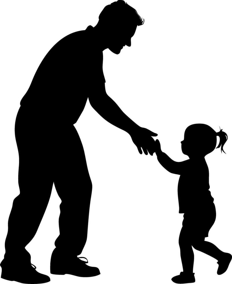 Father and Child Holding Hands Silhouette for Family Bonding Illustrations vector