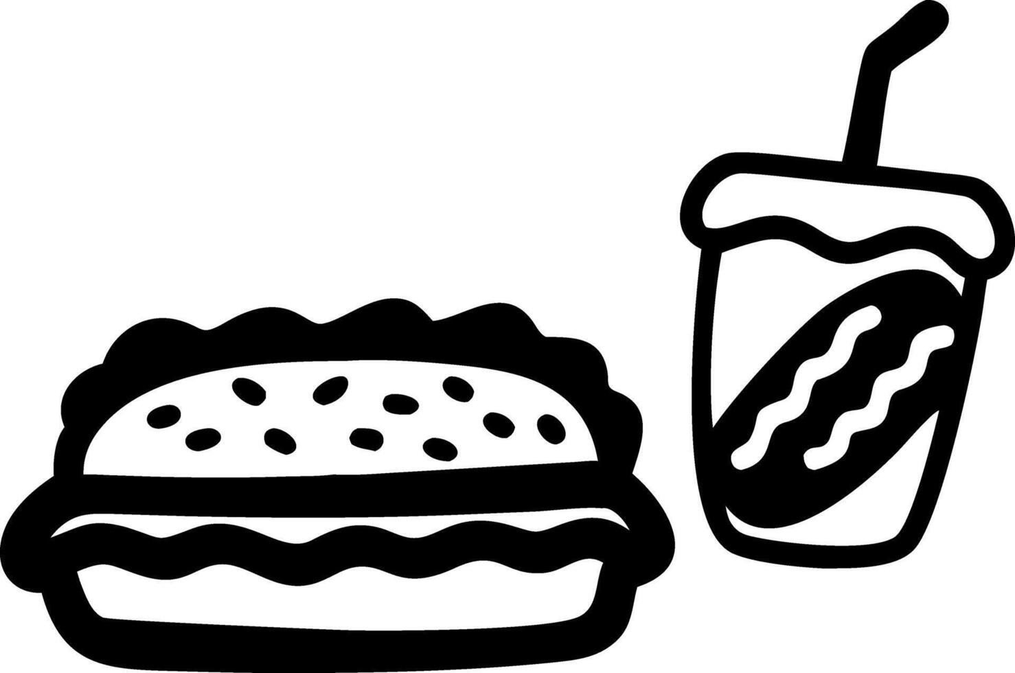 Fast Food Combo Illustration for Menu Designs and Coloring Books vector