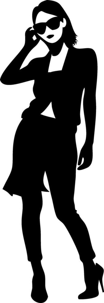 Fashionable Woman Silhouette in Sunglasses for Design and Art Projects vector
