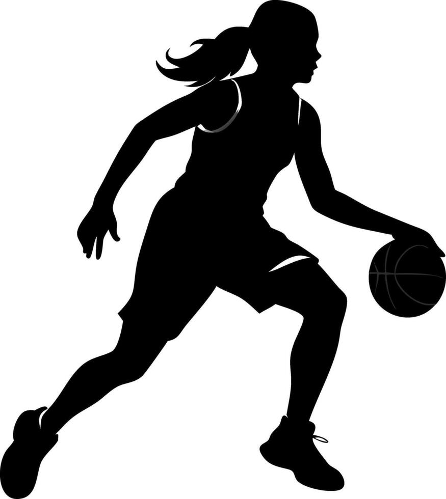 Female Basketball Player Silhouette Art for Sports and Athletic Design Projects vector