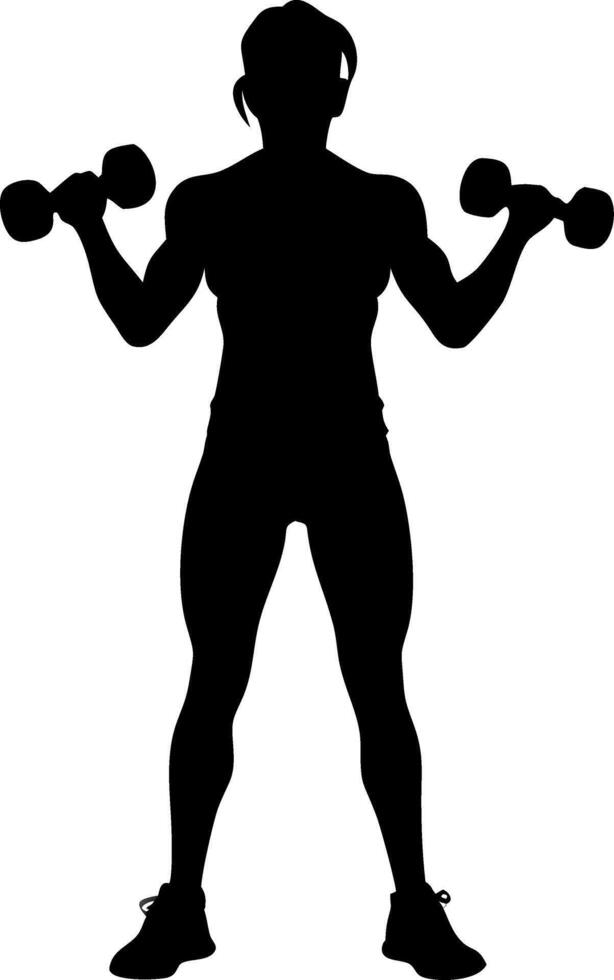 Female Fitness Silhouette Lifting Dumbbells Workout for Design and Illustration vector