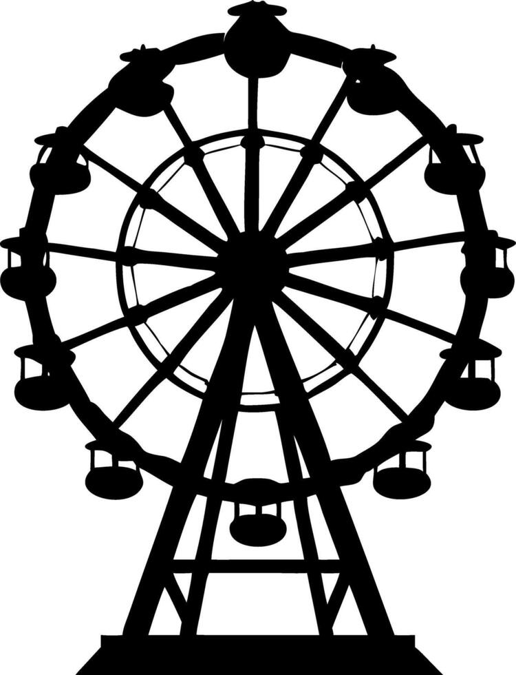Ferris Wheel Silhouette Illustration for Amusement Park Designs vector