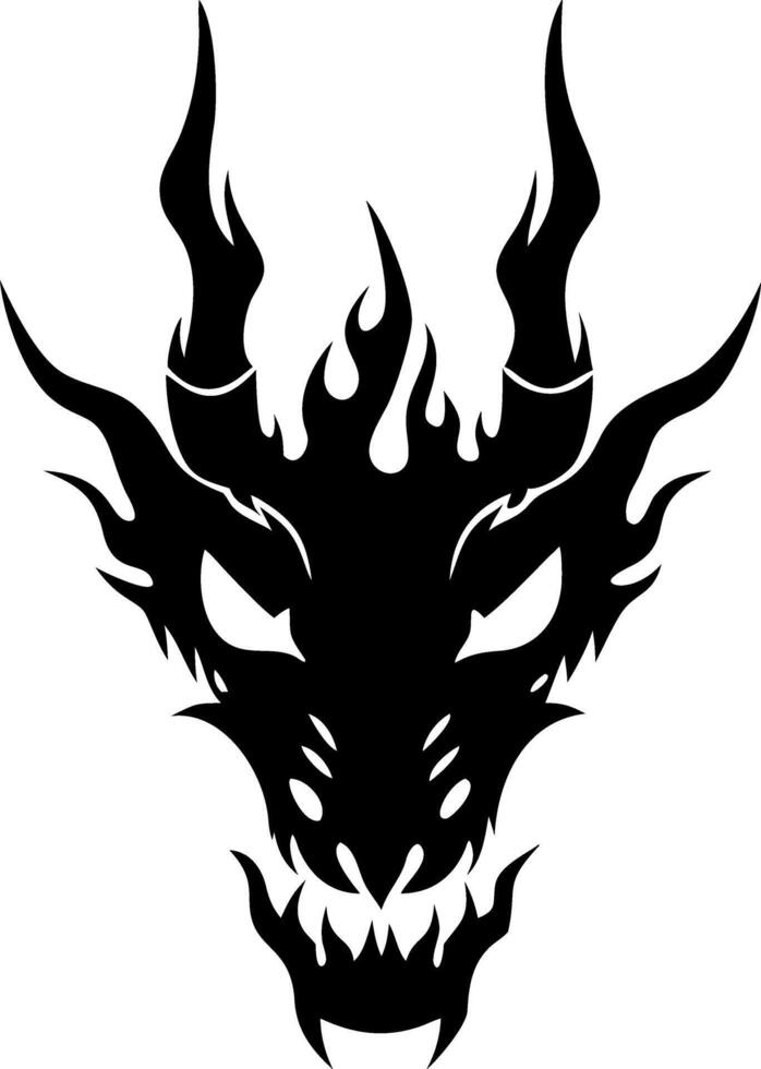 Fierce Dragon Head Silhouette Illustration for Tattoo or Graphic Design vector